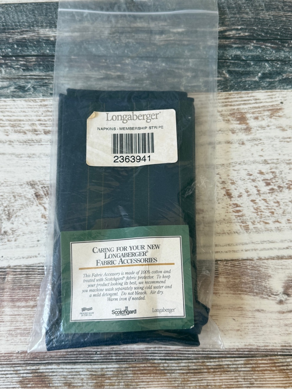 NEW Longaberger MEMBERSHIP STRIPE Napkins - Set of 2 FABRIC Napkins NOS 90s